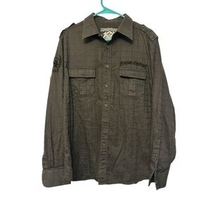 Xtreme Couture Affliction Black Button Down Shirt Size Large GUC #1099